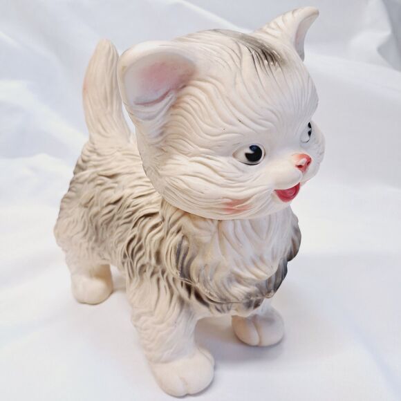 Vintage 1960 Edward Mobley Kitty Cat Head Move Squeaky Rubber Toy 9" Arrow - Picture 3 of 16